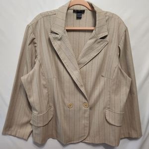 Tan Pinstripe Double Breasted Blazer